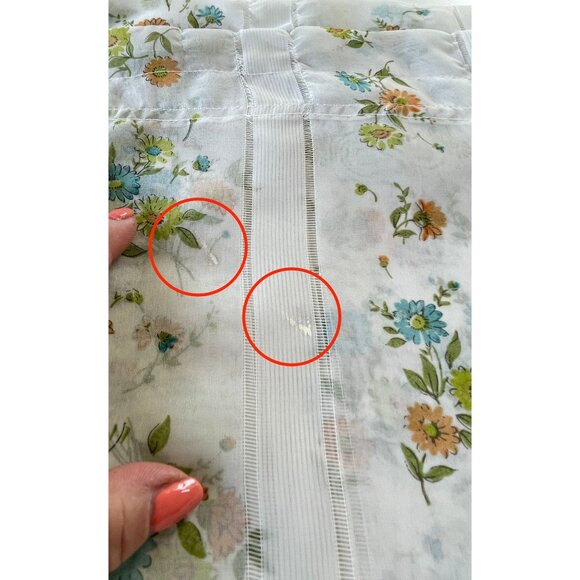 Vintage 70s floral curtains, green orange blue bouquet, for 1 pair or 1 panel - Picture 4 of 8
